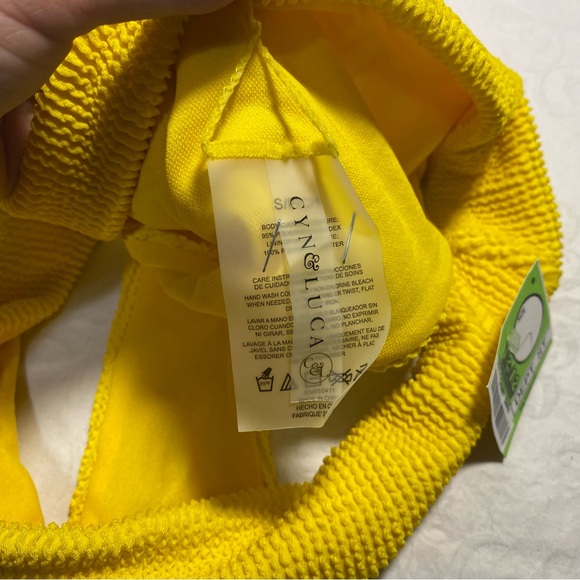 Bikini Bottoms Textured Scrunch Butt Cheeky Low Rise Ribbed Crinkle Neon Yellow - Picture 7 of 10